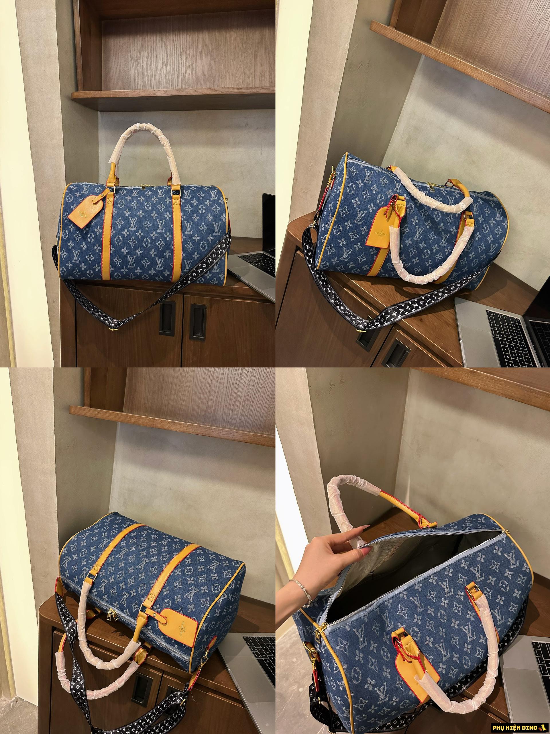 Túi Trống Du Lịch LV Louis Vuitton Size To Xanh Denim Like Auth Túi Trống Du Lịch LV Louis Vuitton Size To Xanh Denim Like Auth